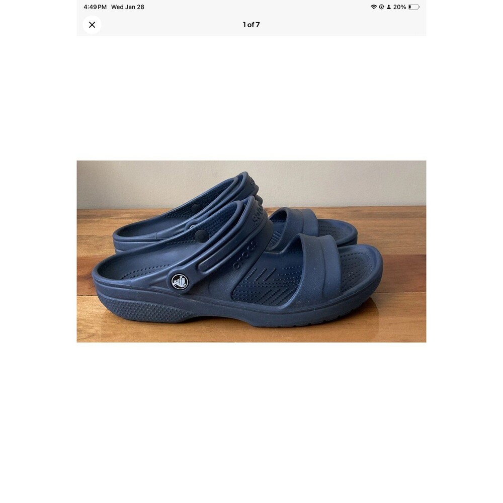 Crocs Sandals Mens 10/Wms 12 Navy Blue Two Strap Slingback Water Friendly